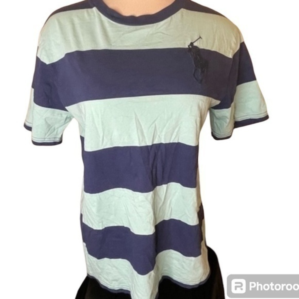 POLO RALPH LAUREN Blue Mint‎ Green Crewneck Big Pony Tee Shirt Youth Large 14-16